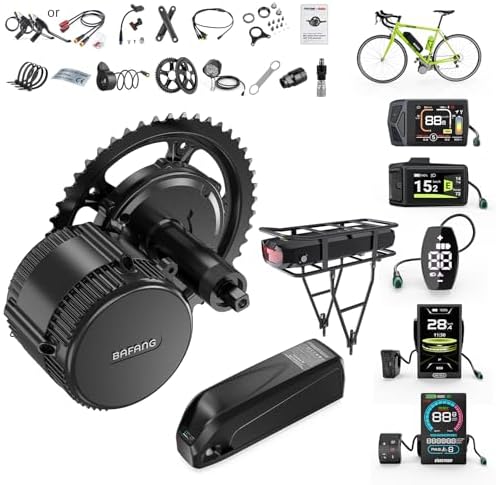 BAFANG Mid Drive Motor Kit - 750W/1000W/500W Ebike Conversion Kit for Mountain/Road/City Bikes, Upgraded BBS02B BBS-HD CAN Bus System with Digital Display &Ebike Battery (Fits 68-73mm/100mm/120mm BB)