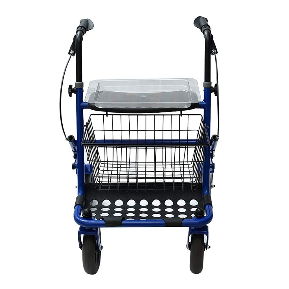 Chodziki dla seniorów Chodzik, Rollator Niepełnosprawny chodzik czterokołowy Rollator z koszem do przechowywania i platformą Udźwig 272 funtów dla ojca i matki, chodzik do oszczędzania miejsca, trwały
