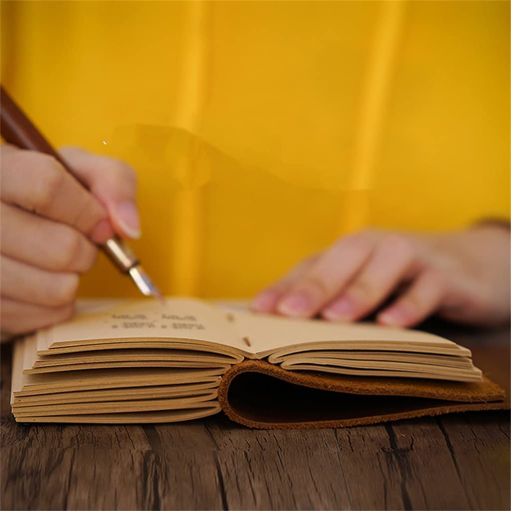 Tragbares Buch mit echtem Ledereinband, handgefertigt, Retro-Tagebücher, Kraftpapier, Skizzenbuch, Schreibbedarf, A-70 x 100 mm (B 70 x 100 mm)