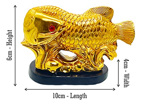 Image of Fengshui Exclusive Small Size Set of 1 Polyresin Golden Arowana Fish Looking Back Showpiece for Office Decor, Home Decoration (AF-2561)