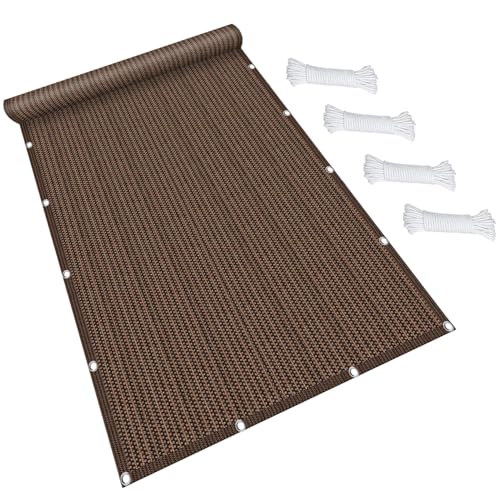Sonnensegel Atmungsaktiv Rechteckig 150 x 250 cm Uv-Schutz 98% Rechteckig Zaunblende Schattiernetz Sichtschutznetz Reißfest Meterware für Camping Schwimmbad Zwinger, Braun