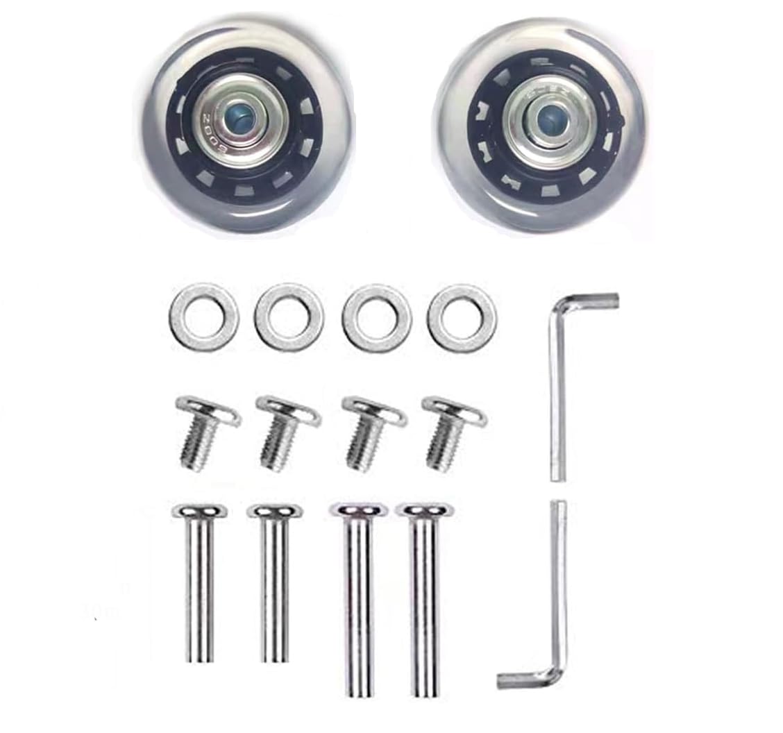 Photo 1 of 1 Pair/2pcs Luggage Suitcase Replacement Wheels 50mm, Rubber Swivel Caster Wheels 6mm Bearings Repair Kits (Black&Clear, D50*ID6*W18mm/1.97"x0.23"x0.7")