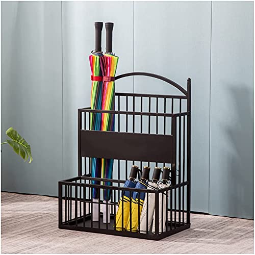 Image of INDIAN DECOR. 567762 Umbrella Stand /Rack /Holder, Metal Wrought Iron Umbrella Storage Bucket, for Home Business Hotel Lobby, Anti-Rust (Color : Black, Size : Large)
