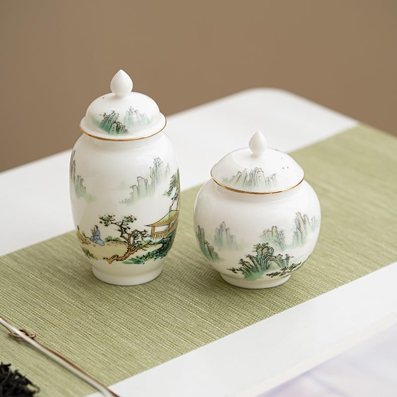 Juego De Té Lata de té de cerámica Retro, Lata sellada Blanca, Lata de Almacenamiento de té, Barril de té, Lata de té Pu'er Tarro para Guardar Té(A)