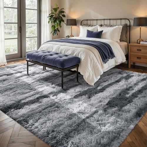 Zebra 6x9 ft Fuzzy Rug for Living Room,Black White Bedroom Area Rugs Non-Slip,Carpet for Nursery Kids PlayRoom Indoor Modern Plush Carpets