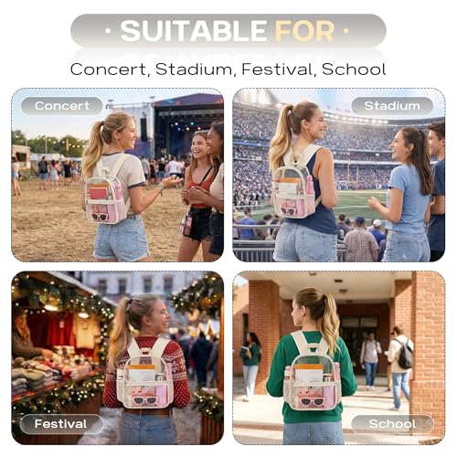 Image of Oraben Clear Backpack for Stadium Events, Clear Bag Stadium Approved | 12 x 6 x 11 inch Small Clear Backpack for Soccer Game, Concerts , Fast Security Check, Waterproof PVC
