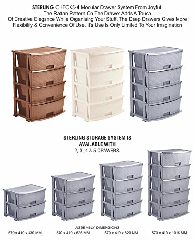 Image of Joyful Studio 4 XL Plastic Modular Drawer System for Home, Office, Hospital, Parlor, School, Doctors, Home and Kids, Product Dimension When assembeled (31cmx39cmx80.9 cm) (jumbo /Grey)