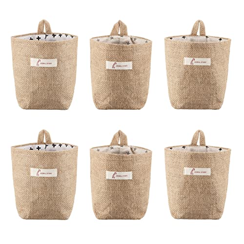 Lifreer Cestas de almacenamiento de algodón y lino, plegables, pequeñas cestas con colgador, bolsas de almacenamiento para juguetes, maquillaje, llaves, objetos pequeños..