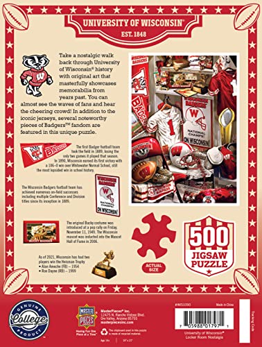 Image of MasterPieces Game Day 500 Piece Jigsaw Puzzle for Adults - NCAA Wisconsin Badgers Locker Room - 15 inchx21 inch