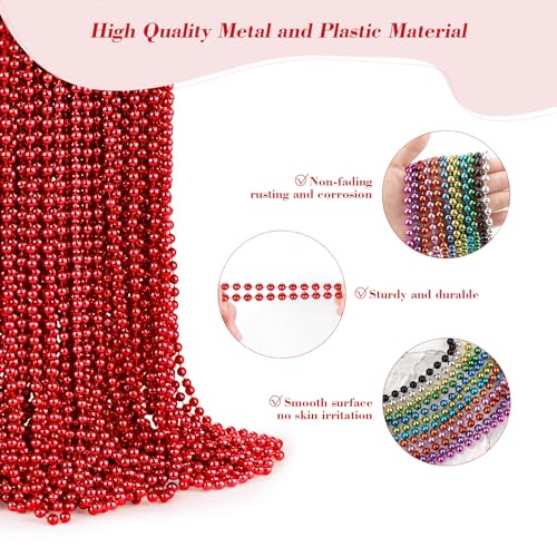 144-PCS-Red-Mardi-Gras-Beads-Red-Christmas-Bead-Necklaces-Red-Valentine-Beads-Necklaces-4th-of-July-Beads-Necklaces-33-7-mm-Party-Beads-for-Patriotic-Day-Mardi-Gras-Christmas-Party-Favors 144 PCS Red Mardi Gras Beads Red Christmas Bead Necklaces Red Valentine Beads Necklaces 4th of July Beads Necklaces 33 7 mm Party Beads for Patriotic Day Mardi Gras Christmas Party Favors