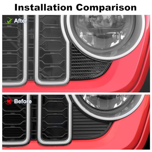Image of JWWY Front Grille Inserts Bezels Cover Trim Compatible with 2024 Jeep Wrangler JL JLU & Gladiator JT Exterior Accessories 2pcs Carbon Fiber