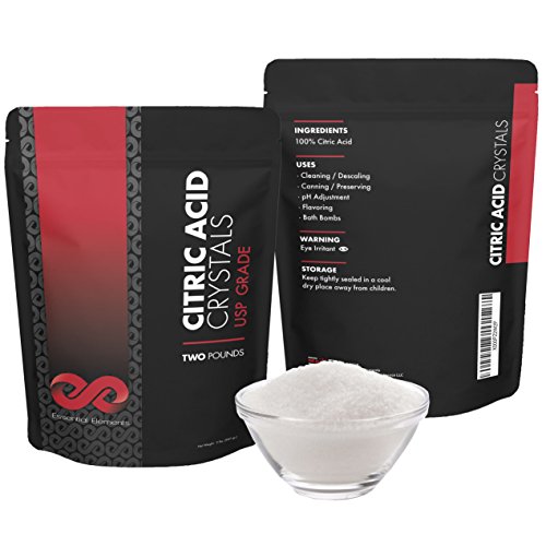 Food Grade Citric Acid Powder - Perfect for Making Spa Quality Bath Bombs and Multiple Household Uses - Dishwasher, House Cleaner, Cheese Making, Food Preservation - 2 LB Essential Elements