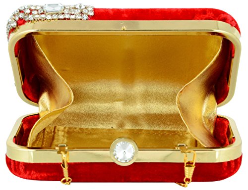 Image of TOOBA Handicraft Women's Embroidered Clutch Purse | Designer Handbag with Golden Floral & Pearl Work | Wedding, Cocktail, Party & Bridal Gift Bag for Women & Girls
