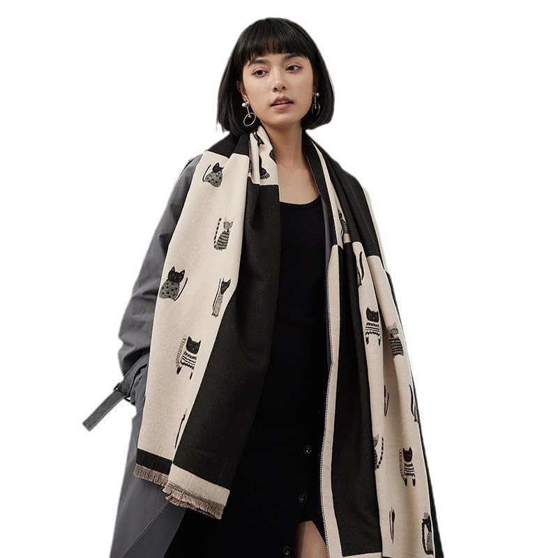 Women’s Fashion Jacquard Large Soft Scarves Pashmina Shawls with Bold Patterns Gift for Women2