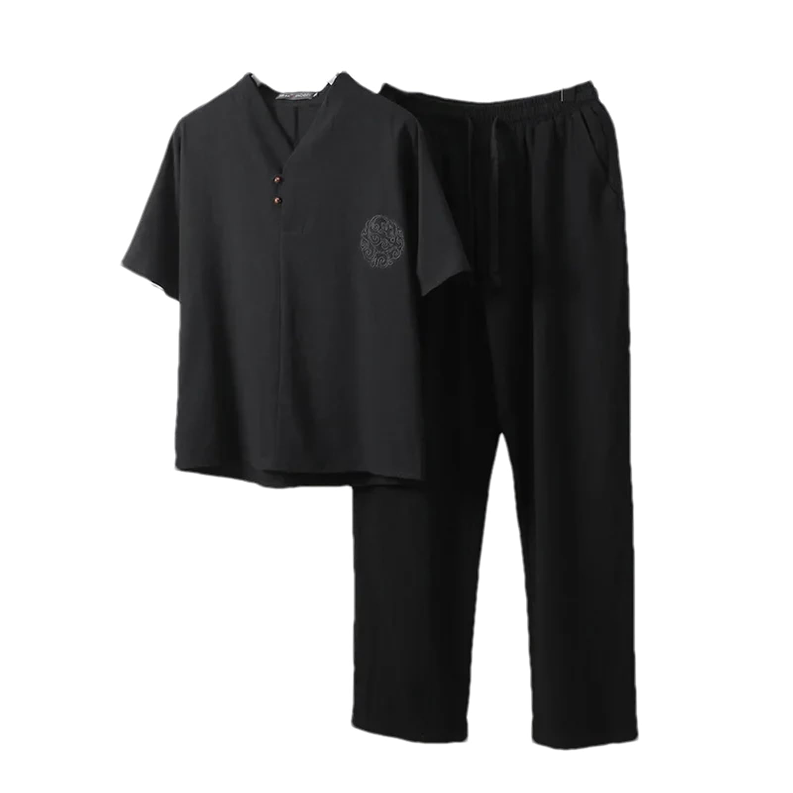Abbigliamento Uomo Tuta Marito Estate Suit Maglietta di Lino Maschile Set Stile Cinese Due Pezzi