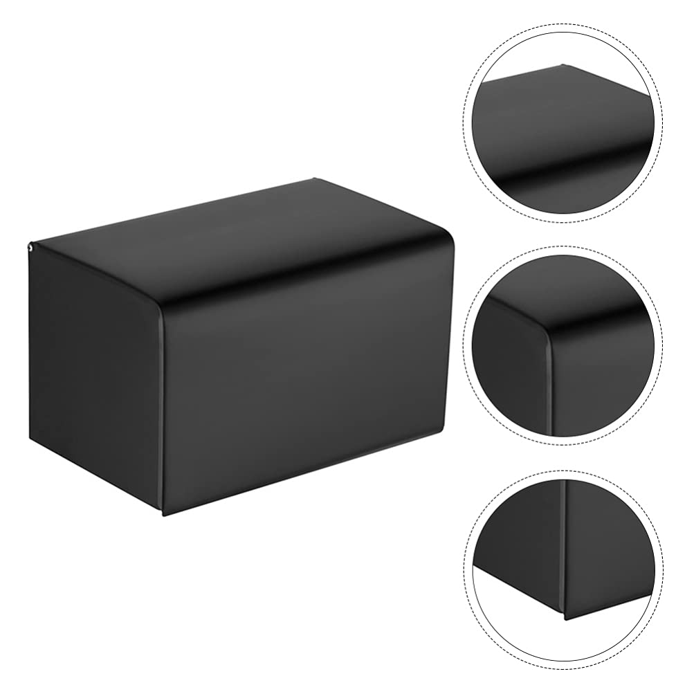 Cabilock Porta Fazzoletti Design Salvaspazio da Parete in Acciaio Inossidabile Nero Resistente alla Ruggine e Contenitore per Bagno