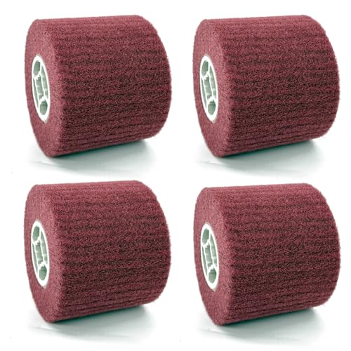 Image of 4 Pcs 320 Grit Abrasive Drawing Burnishing Wheel 4.7 inch x 4 inch | Finishing Drum Polishing Wheel, Surface Conditioning Tool Drum, For Metal, For Wood