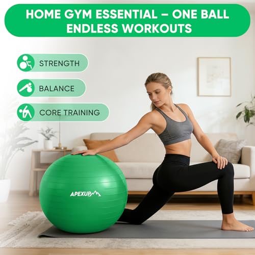 Image of APEXUP Yoga Ball, 660 lbs Anti-Burst Exercise Ball with Pump, 5 Sizes | Anti-Burst, Anti-Slip, SGS Certified, Strengthens Core, Improves Balance & Posture, Boosts Flexibility & Stability