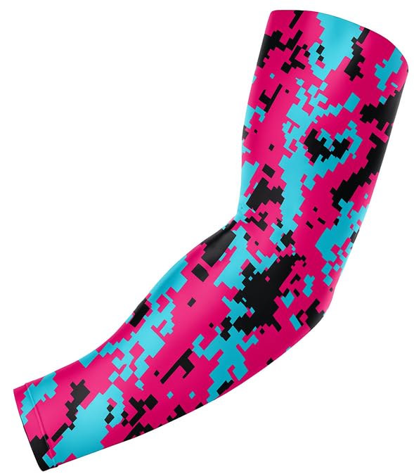 Sports Compression Arm Sleeve, Pink Blue Camo for Baseball, Softball, Football