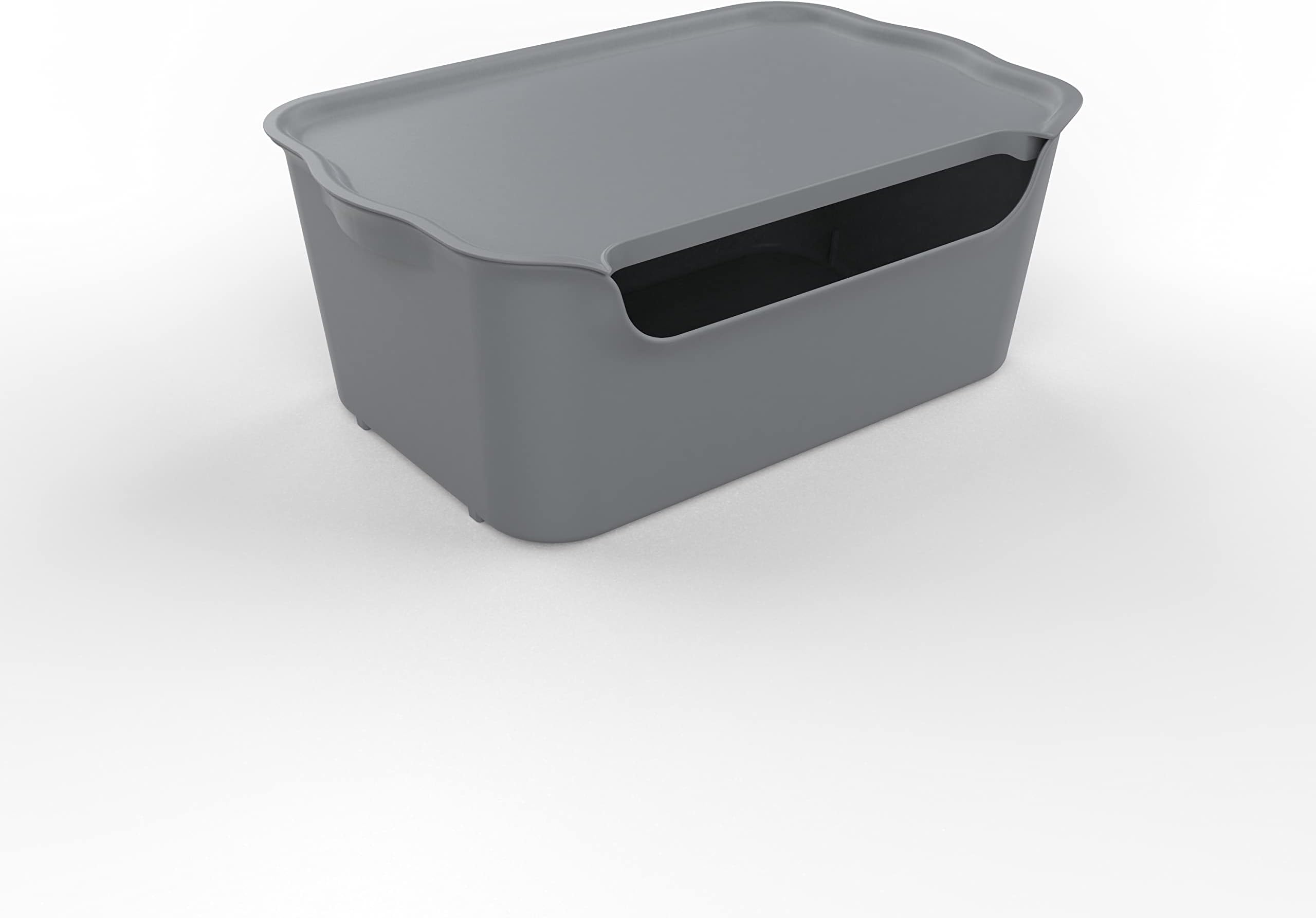 Kreher 15 Liter Storage-Box Qatly, Sorting-Box with Lid, Organizer-Box for Kitchen, Wardrobe, Household, Grey, 39.5 x 26 x 15 cm