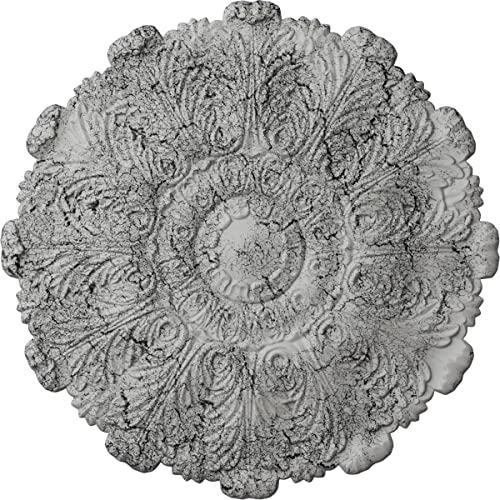 Image of Ekena Millwork CM31DUUWC 31 inch x 1-1 /2 inch Durham Ceiling Medallion, Ultra Pure White Crackle