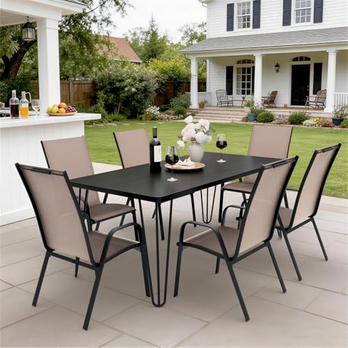 Image of JEAREY Patio Dining Chairs Set of 6, Stackable Outdoor Chairs, Coffee