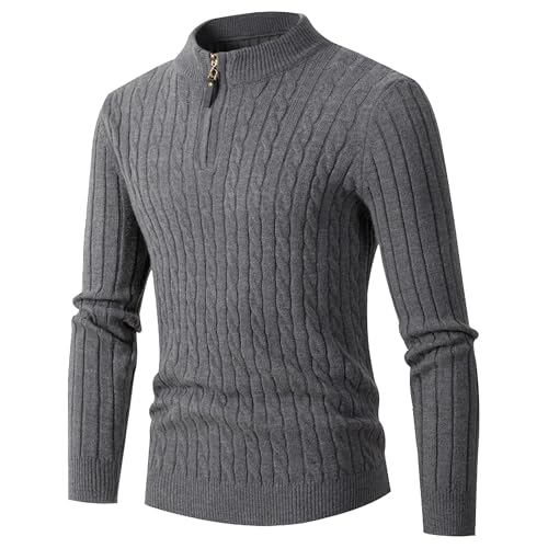 Pull décontracté à manches longues pour homme avec col montant zippé