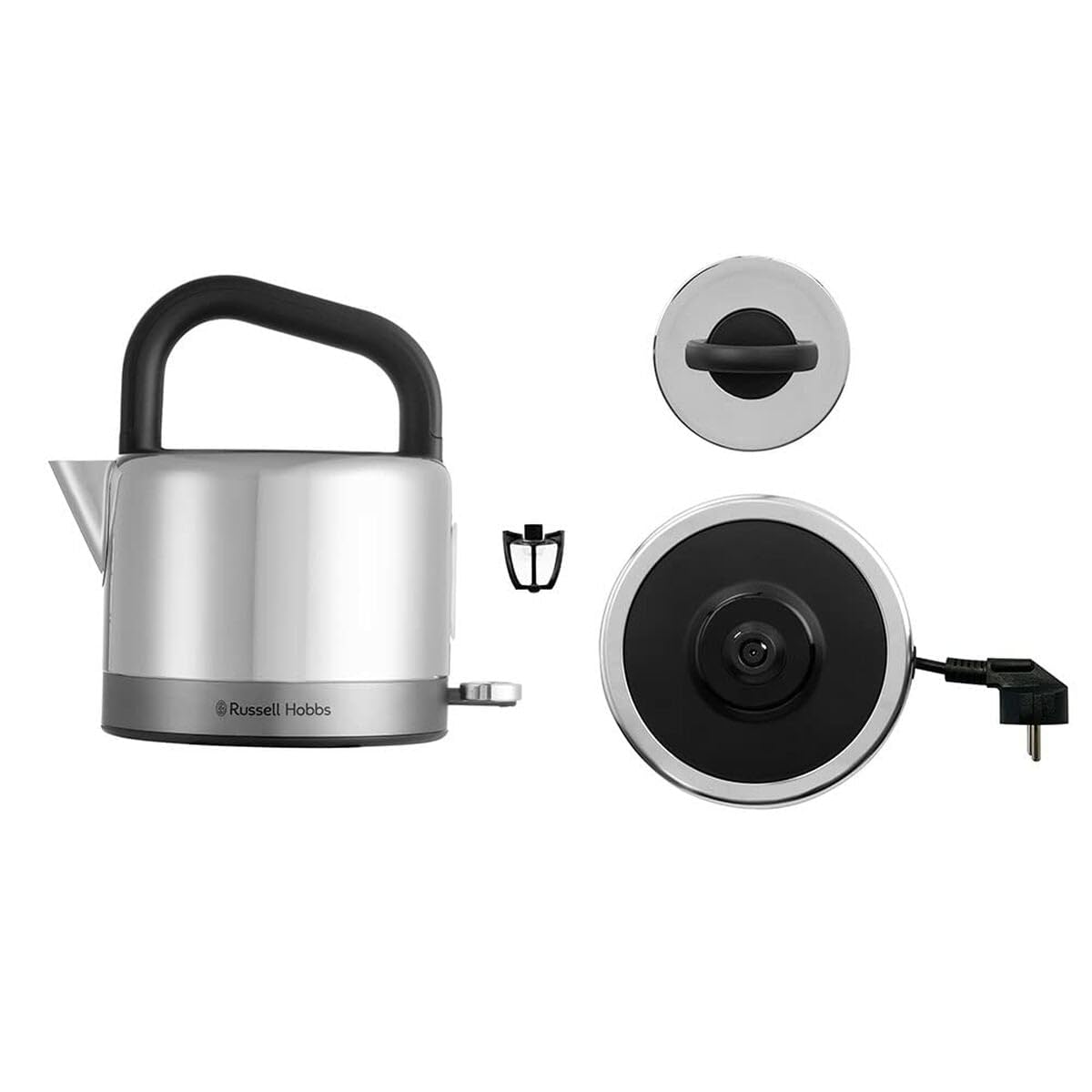 Russell Hobbs Bollitore Elettrico - 1,5L, 2400W - ​​Acciaio Inox Color Titanio; Funzione di Ebollizione Rapida; Filtro Anticalcare Rimovibile; Beccuccio; Indicatore Livello Acqua Esterno, 26422-70