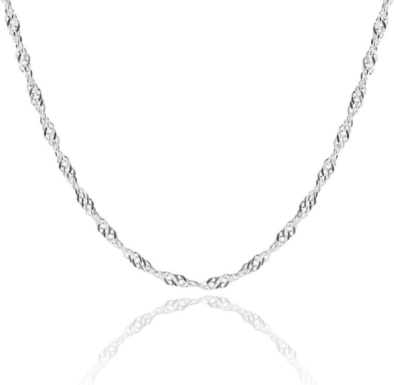 SA Chains1mm thick solid sterling silver 925 Italian SINGAPORE ROPE twisted curb link chain necklace chocker bracelet anklet with spring ring clasp