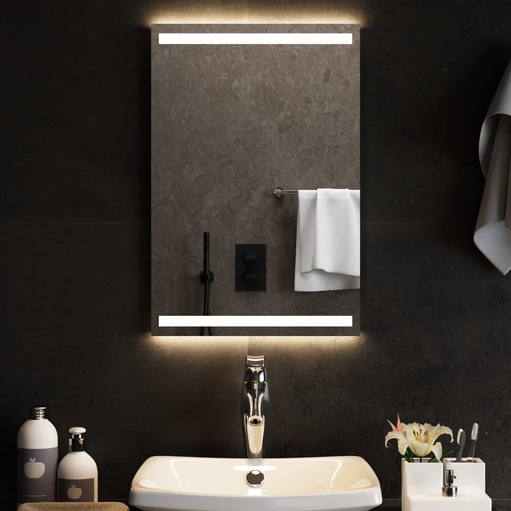 Miroir de Salle de Bain à LED 40x60 cm Créez une Ambiance Spa Moderne et Lumineuse chez Vous