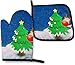 Produktbild AOOEDM Weihnachtsbaum Elch Ofenhandschuhe und Topflappen Küchenset Hitzebeständiges Kochen Backen BBQ Handschuhe
