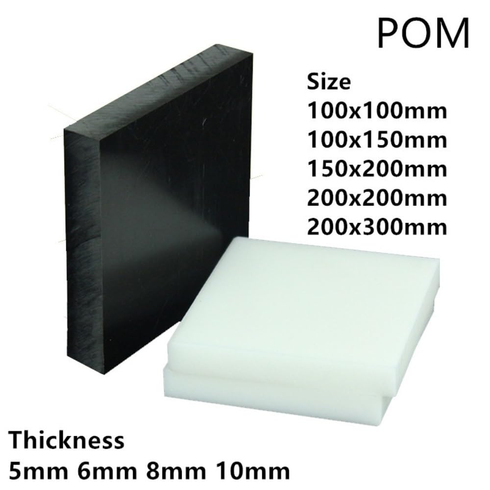 Bianco e Nero Pannello in Lamiera Di Pom, Spessore 5, 6, 8, 10 Mm, Piastra in Plastica Dura in Poliossimetilene, per Modelli Cnc Fai da Te, Materie Prime/Black/5 * 200 * 300Mm