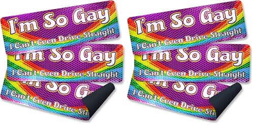 Image of Anley I'm So Gay I Can't Even Drive Straight Car Magnet Signs - Reflective Truck & Vehicle Bumper Sticker - LGBT Magnetic Decal (10 inch) - Set of 3 (Pack of 2)