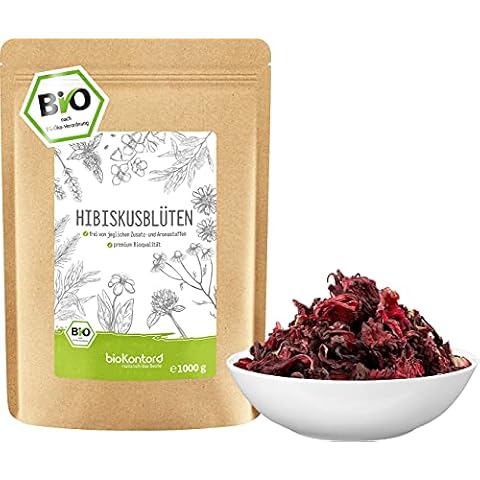 Hibiskusblüten BIO ganz und getrocknet 1000 g - Premium HIbiskus Tee - Hibiskusblütentee 100% natürlich aus biologischem Anbau - bioKontor Cover
