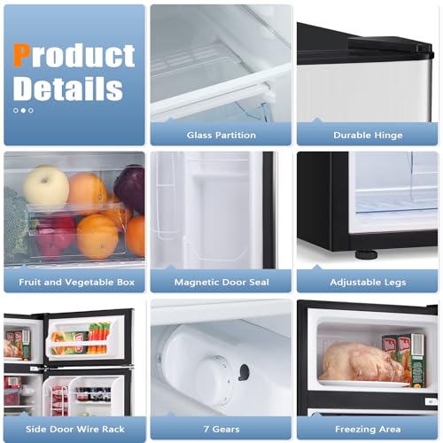 Antarctic Star F5890GREY Compact Mini Refrigerator Grey Separate Freezer thumb #2