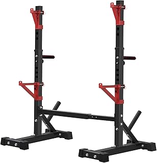 Squat Rack, CANPA Adjustable Barbell Rack Strength Training Barbell Stand with Dip Station Multi-Function Squat Stand Equipment for Home Gym Fitness 600Lbs