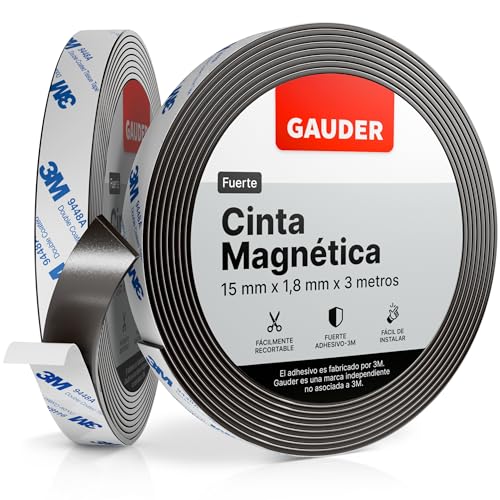 GAUDER Cinta Magnética Autoadhesiva Fuerte | Tiras Magnéticas con Respaldo Adhesivo | Cinta Magnética (3 m)