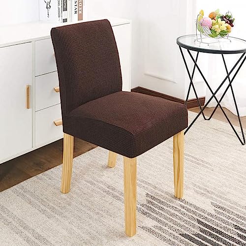 AITIHYA Capa para cadeira com encosto baixo de tecido capas para cadeiras elásticas elásticas sala de jantar capas para cadeiras de elastano para cozinha/escritório-cor café escuro, encosto curto
