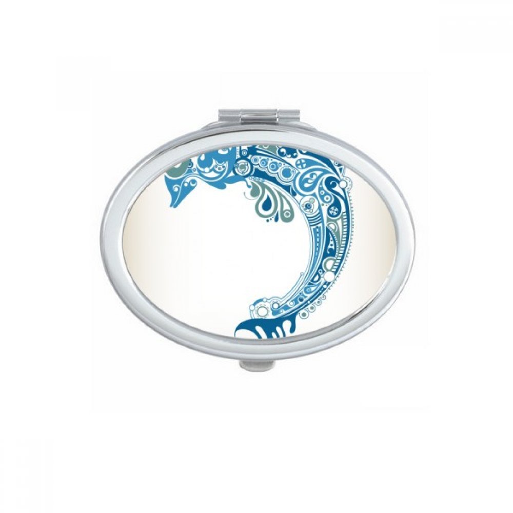 Miroir de maquillage portable bleu ocean dauphin biologie fait main