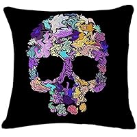 Amazon.co.jp: カラベラ スカル アート クッション カバー 45×45cm 全4