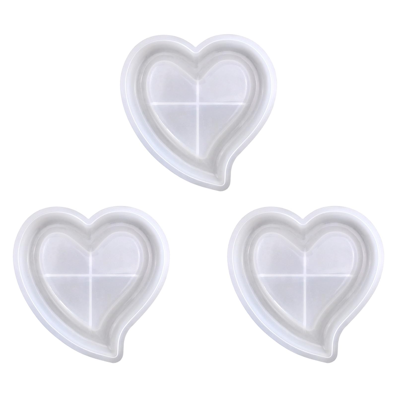 Jazuaiao 3Pcs Heart Shape Baking Mold with Smooth Demolding Silicones Jewelry Tray Cup Mat Mold for DIYer Gift Silicones