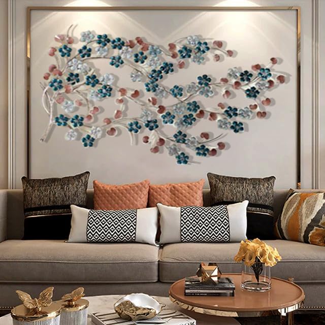 Image of ZOVE Iron Modern Luxury 3D Modern Flower Creative Design Wall Art | Home Decoration /Living Room /Hotel /Restaurant /Office /Farm House | Color: Multicolor | Size: (46 INCH Height)