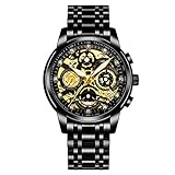 NEKTOM Mens Watches with Black Stainless Steel and Metal Casual Waterproof Chronograph Quartz Watch Sports Watches for Man