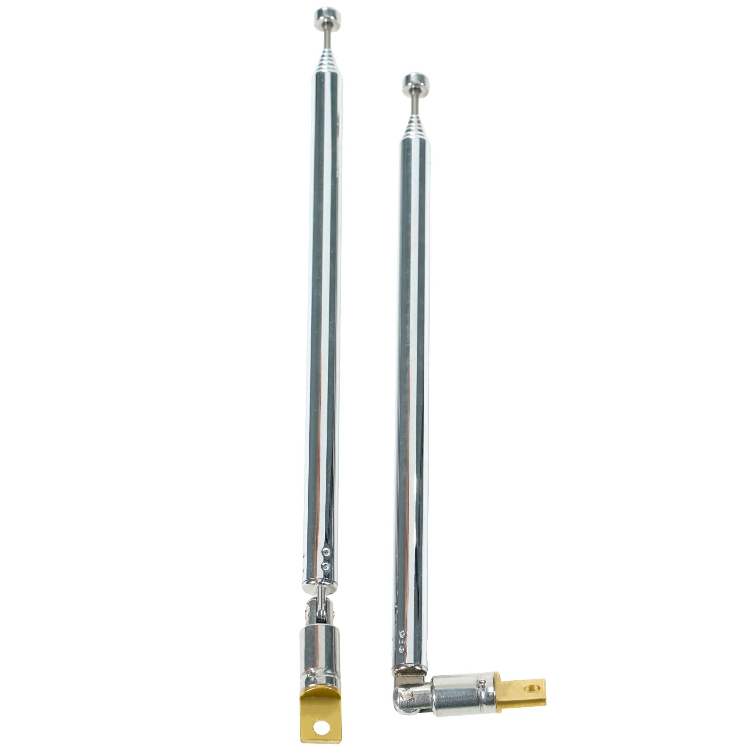 Lot De 2 Antennes Télescopiques 5 Sections - Pour Radio AM/FM, DAB, Home Cinéma, Dorées