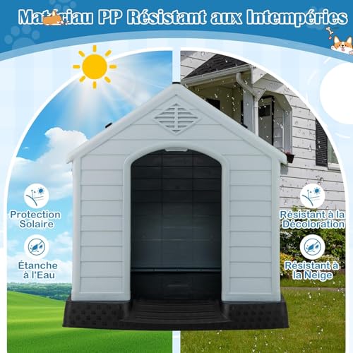 Niche chien plastique etanche abri exterieur stable gymax - 4