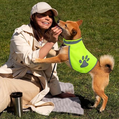 Sikweny Warnweste Hund Reflektierende Streifen Hundewarnweste mit Reflektierenden Elementen Warnwesten Einstellbares Design für Nachtwanderungen Outdoor Abenteuer Radbegleitung Training und Gesel (L)