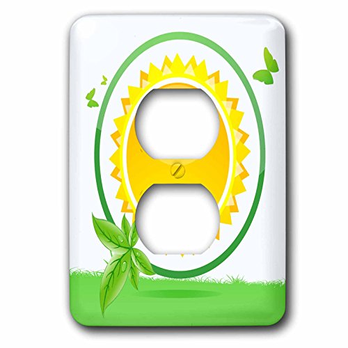 Plaque double prise design soleil jaune et papillons 3dRose lsp_158564_6
