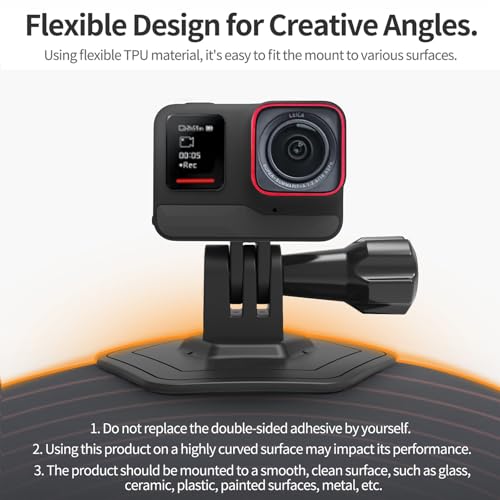 Flexible Adhesive Mount for Insta360 X5 X4 X3 Ace Pro 2 Helmet Sticky Mounts Curved Adhesive Base for GoPro Hero13/12/11 - Additional View