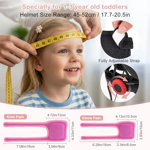 Image of Toddler Helmet and Knee Pads Set for 1-3 Years Old, Kids Bike Helmets with Toddler Knee Pads and Elbow Pads Set, Adjustable Baby Helmet for Balance Bike, Scooter, Tricycle, Bicycle