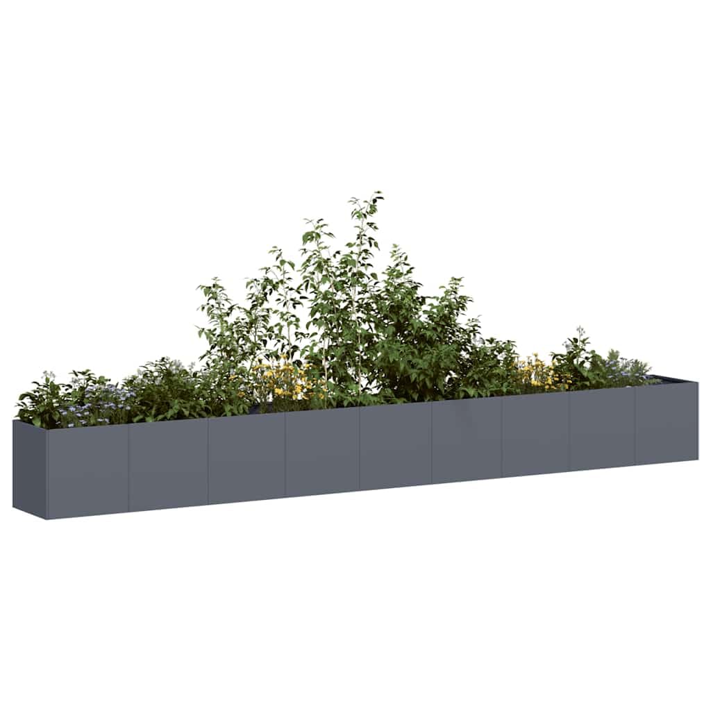Myheimly Pflanzkübel, Pflanzschale, Garten-Garten-Pflanzkübel, Outdoor-Pflanzgefäß, Hochbeet, Pflanzgefäß Anthrazit 360x40x40 cm Kaltgewalzter Stahl